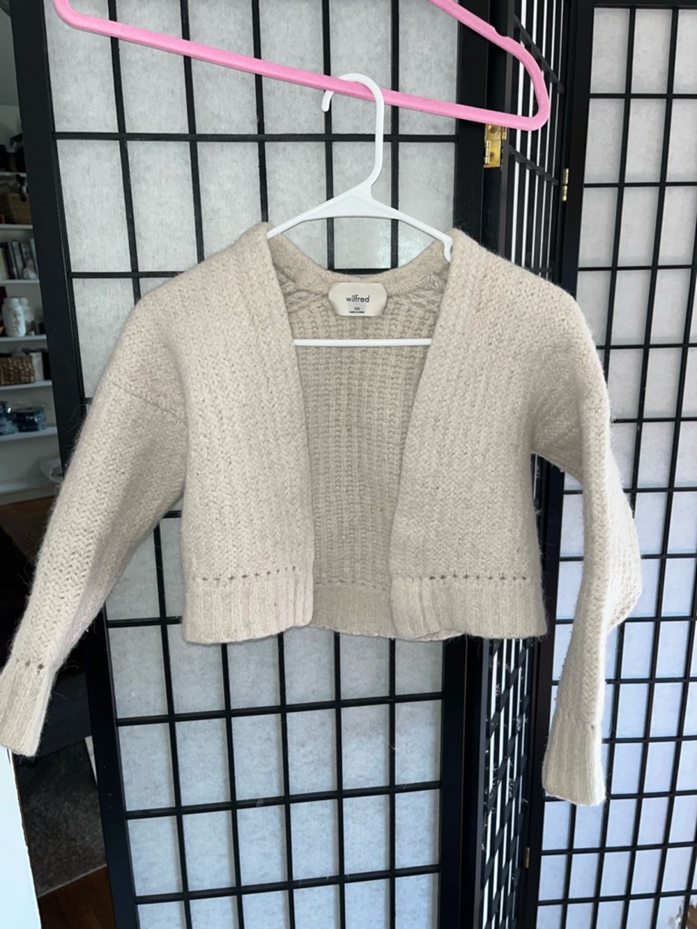 Wilfred Cream Knit Wool Cardigan